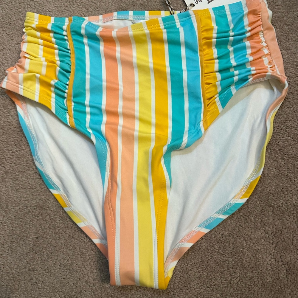 Matilda Jane Size small striped High-Waist Bikini Bottoms. NEW with tags.